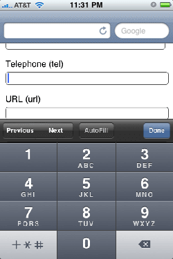 Clavier HTML5 sur iPhone